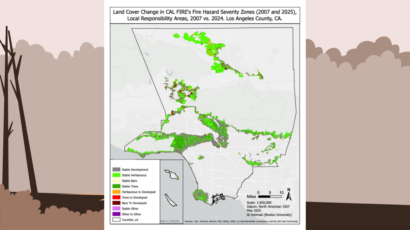 Land cover change classification output map